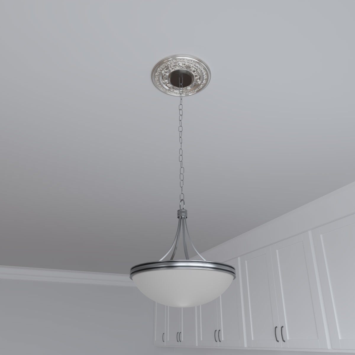 Ekena Millwork Baltimore PVC Medallion (Canopies up to 4 1/4"), 10"OD x 3 1/2"ID x 3/4"P, Bright Coat Chrome CMP10BABCR - alternate 10
